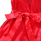 SUBBLIME - 954017 TRANSPARENTES SPITZEN-TOP MIT OFFENEM RÜCKEN + Roter/Schwarzer String S/M