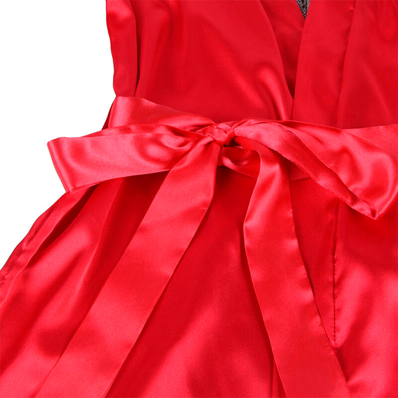 SUBBLIME - 954017 TRANSPARENTES SPITZEN-TOP MIT OFFENEM RÜCKEN + Roter/Schwarzer String S/M
