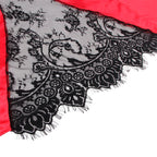 SUBBLIME - 954024 TRANSPARENTES SPITZEN-TOP MIT OFFENEM RÜCKEN + STRING ROT/SCHWARZ L/XL