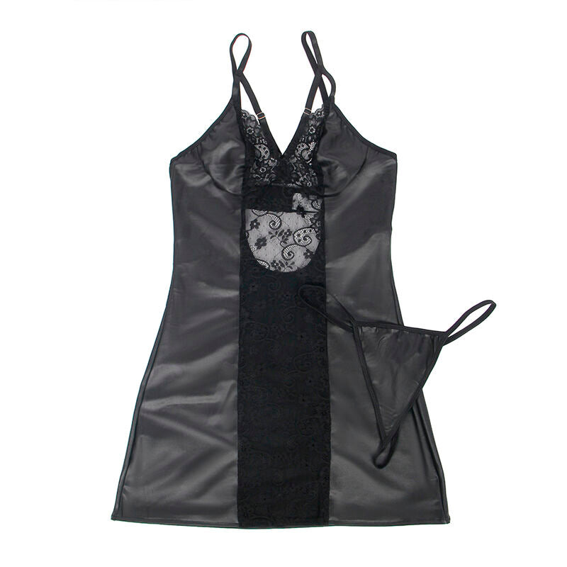 SUBBLIME - 954178 KLEID + STRING SCHWARZ LEDER L/XL