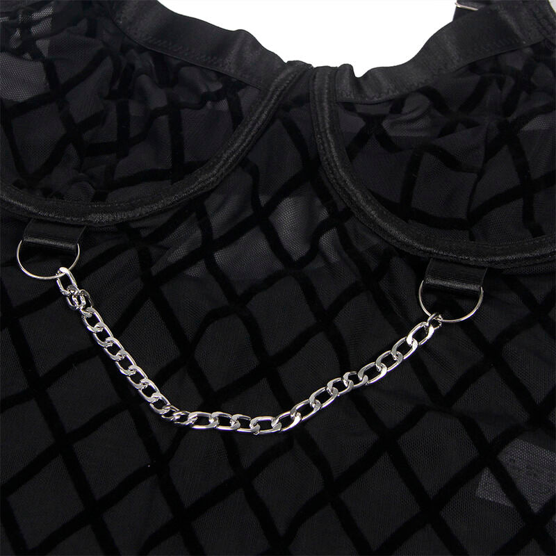 SUBBLIME - 954260 BODY MIT KETTEN + STRUMPFHALTER SCHWARZ S/M