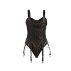 SUBBLIME - 954260 BODY MIT KETTEN + STRUMPFHALTER SCHWARZ S/M