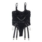 SUBBLIME - 9542277 BODY MIT KETTEN + STRUMPFHALTER SCHWARZ L/XL