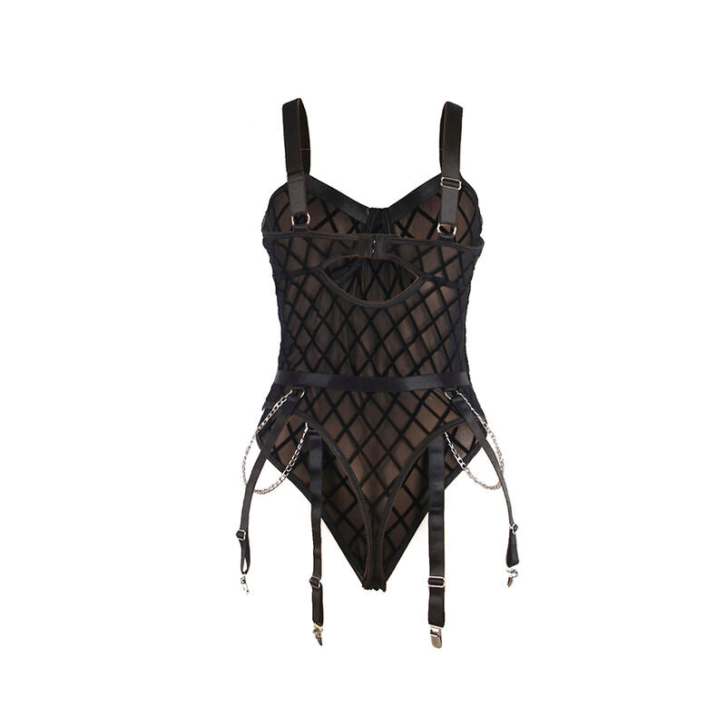 SUBBLIME - 9542277 BODY MIT KETTEN + STRUMPFHALTER SCHWARZ L/XL