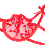 SUBBLIME - 954321 BH + TANGA + STRUMPFHALTER SET ROTES HERZ S/M