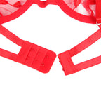 SUBBLIME - 954321 SOUTIEN-GORGE + STRING + PORTE-JARRETELLES IMPRIMÉ COEUR ROUGE S/M