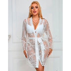 SUBBLIME - 954376 WEISSES NACHTHEMD MIT LANGEN ÄRMELN UND BLUMENMUSTER L/XL