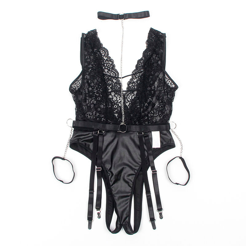 SUBBLIME - 954383 SEXY BODY MIT STRUMPFHALTERN SCHWARZ S/M