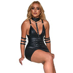 SUBBLIME - 954406 SCHWARZES LEDER-BONDAGE-KLEID S/M