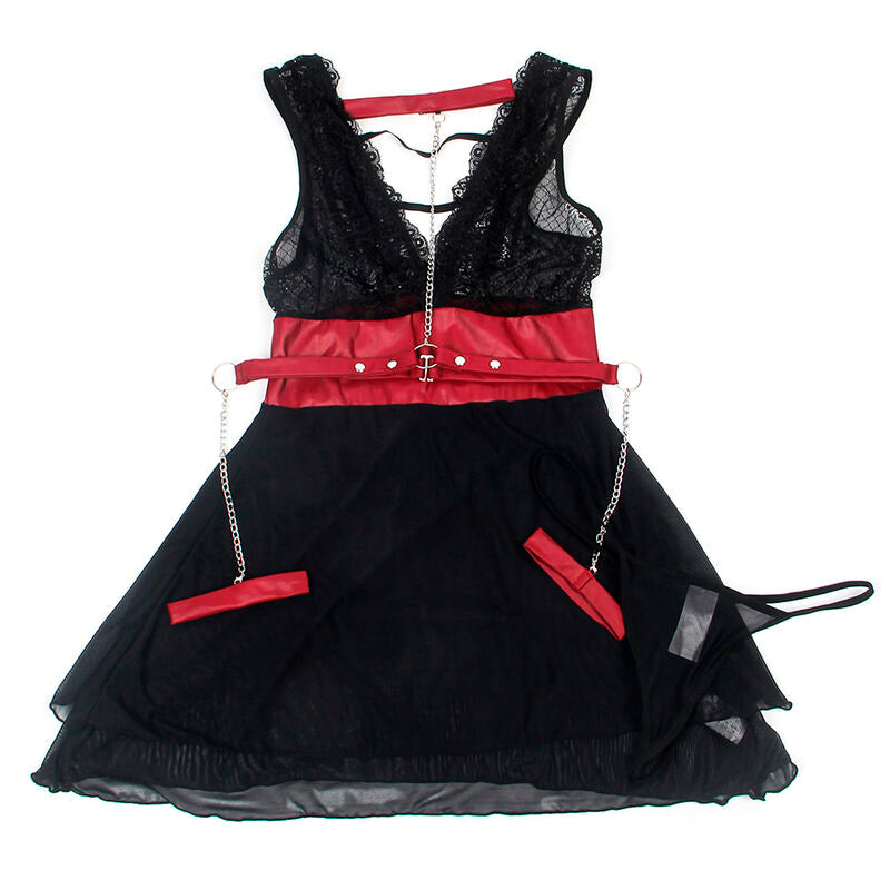 SUBBLIME - 954437 SCHWARZES BONDAGE-SPITZENKLEID L/XL