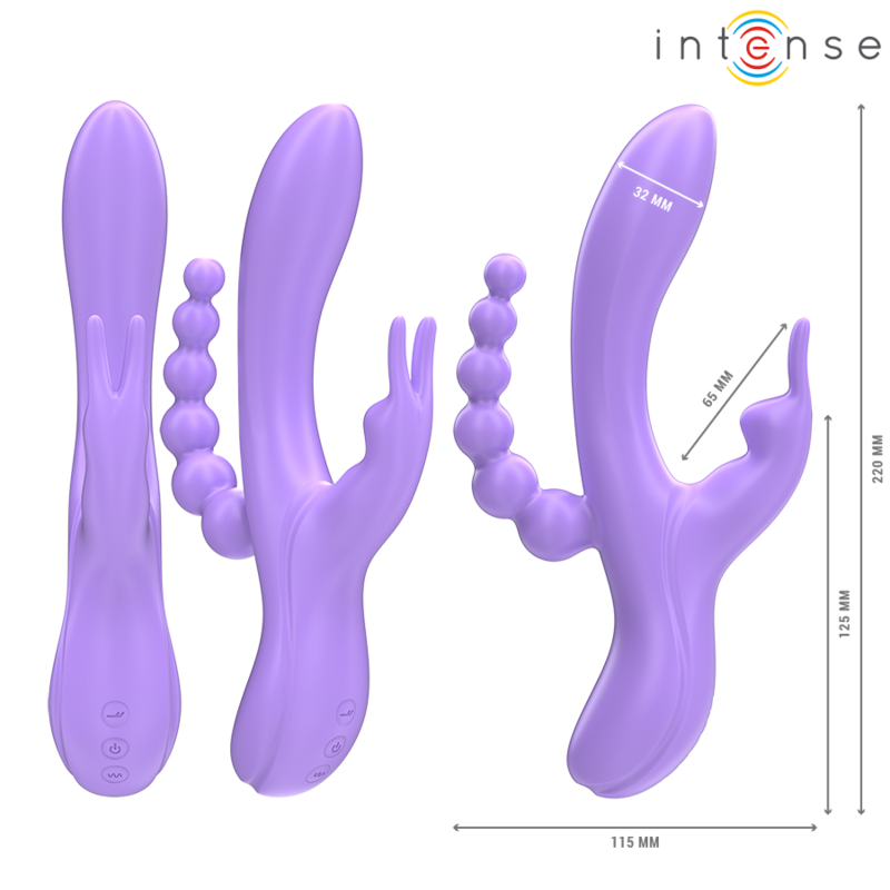 INTENSE - MIKO DREIFACH-VIBRATOR HASE & STIMULATOR & ANAL 7 VIBRATIONEN VIOLETT