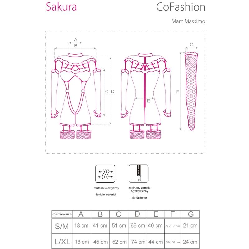 LIVCO CORSETTI FASHION - OVERALL SAKURA CF 90357 + LANGE HANDSCHUHE + STRUMPFHALTER SCHWARZ L/XL