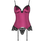 LIVCO CORSETTI FASHION - AGRAFENA CF 90436 KORSETT + STRING BORDEAUX S/M