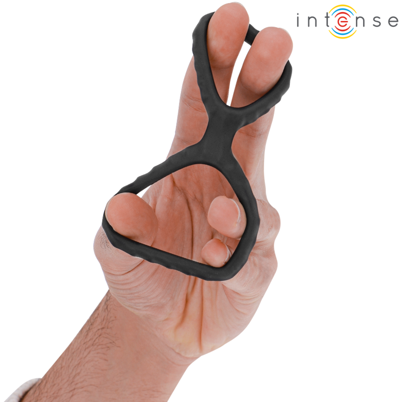 INTENSE - DEWEY DOPPEL-PENISRING AUS SCHWARZEM SILIKON MODELL 2