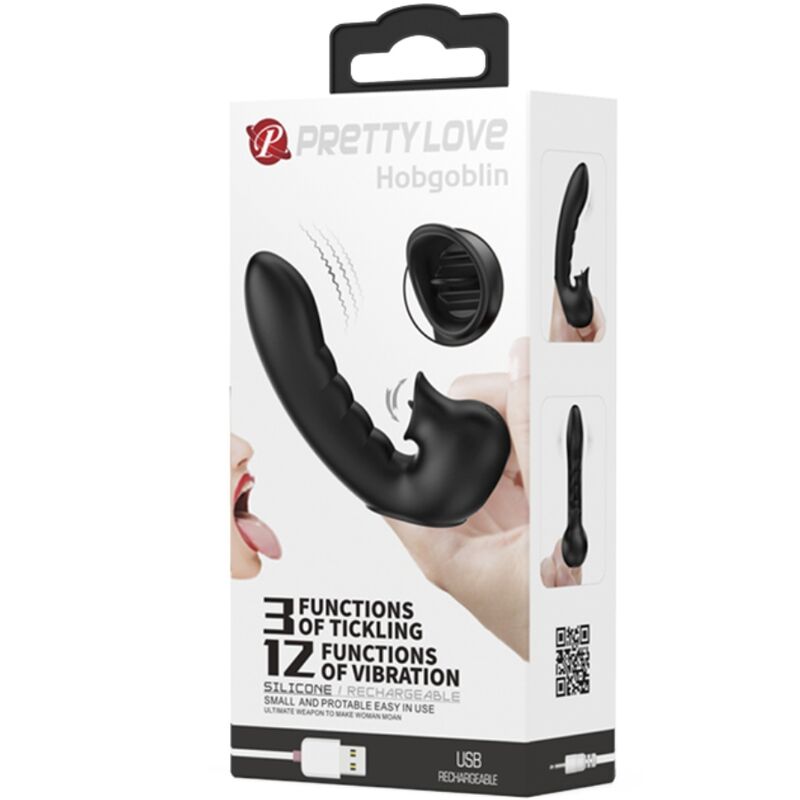 PRETTY LOVE - HOBGOBLIN FINGERVIBRATOR 12 VIBRATIONS + KLITORISSTIMULATOR SCHWARZ