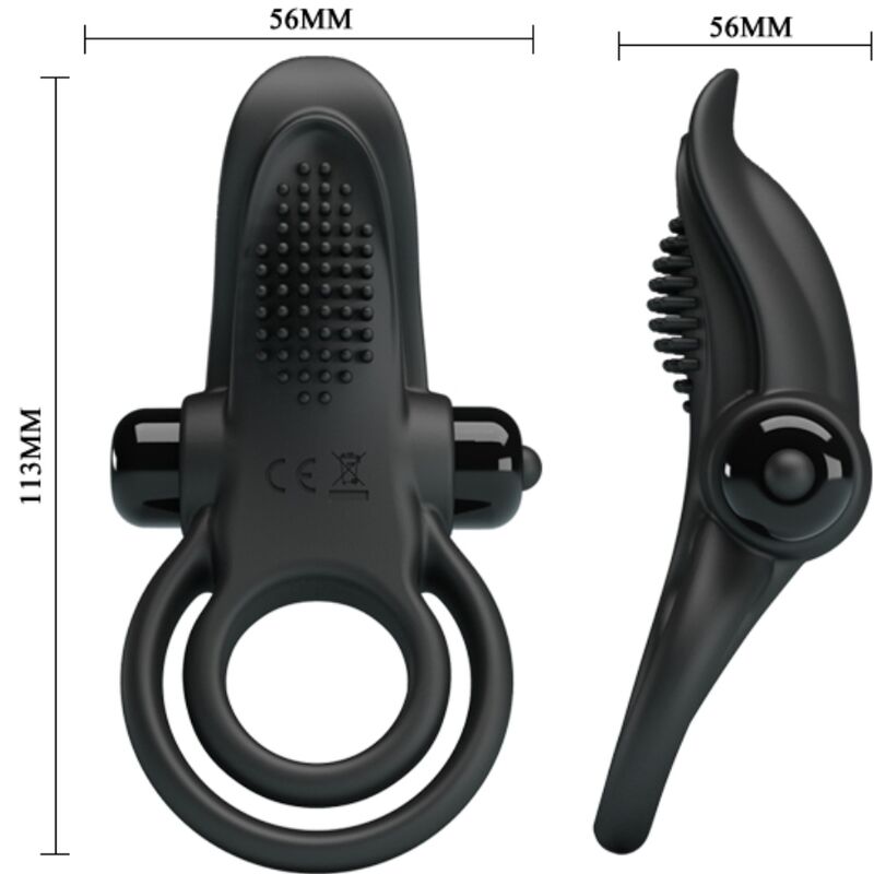 PRETTY LOVE – DOPPELTER VIBRATIONSCOCKRING + KLITORISSTIMULATOR 10 VIBRATIONEN SCHWARZ