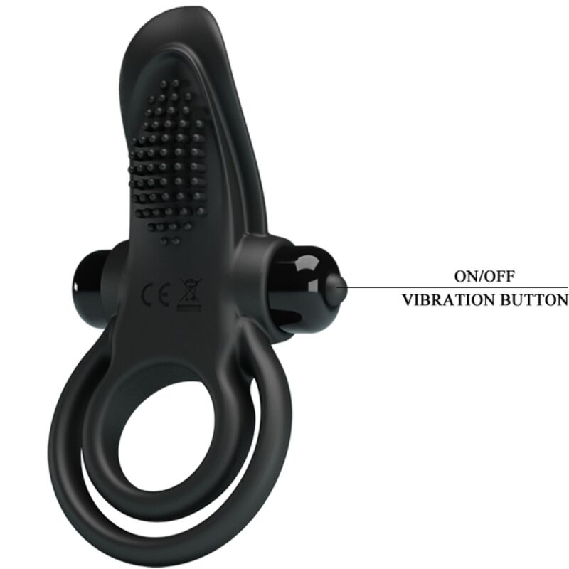 PRETTY LOVE – DOPPELTER VIBRATIONSCOCKRING + KLITORISSTIMULATOR 10 VIBRATIONEN SCHWARZ