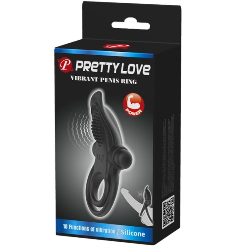 PRETTY LOVE – DOPPELTER VIBRATIONSCOCKRING + KLITORISSTIMULATOR 10 VIBRATIONEN SCHWARZ