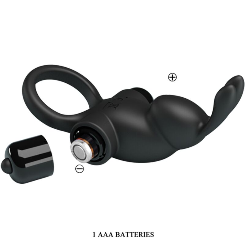 PRETTY LOVE – VIBRATIONSCOCKRING + KLITORISSTIMULATOR HASE 10 VIBRATIONEN SCHWARZ