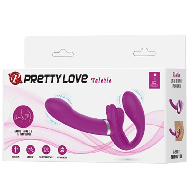 PRETTY LOVE - DOPPELVIBRATOR STRAP-ON VALERIE 12 VIBRATIONEN LILA
