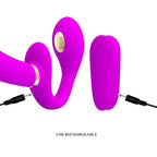 PRETTY LOVE - THUNDERBIRD DOPPELVIBRATOR STRAP-ON MIT FERNBEDIENUNG VIOLETT