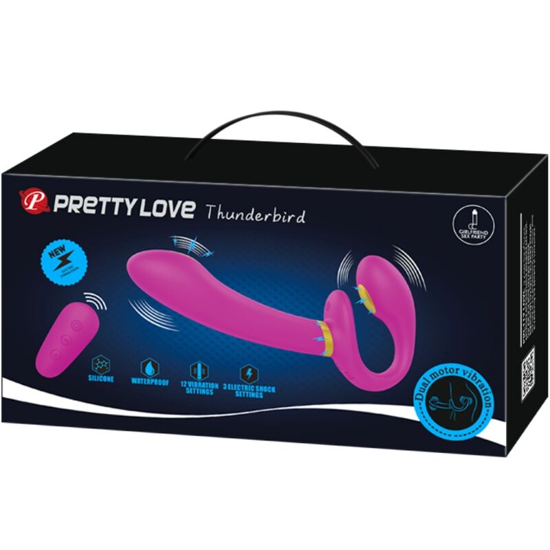 PRETTY LOVE - THUNDERBIRD DOPPELVIBRATOR STRAP-ON MIT FERNBEDIENUNG VIOLETT