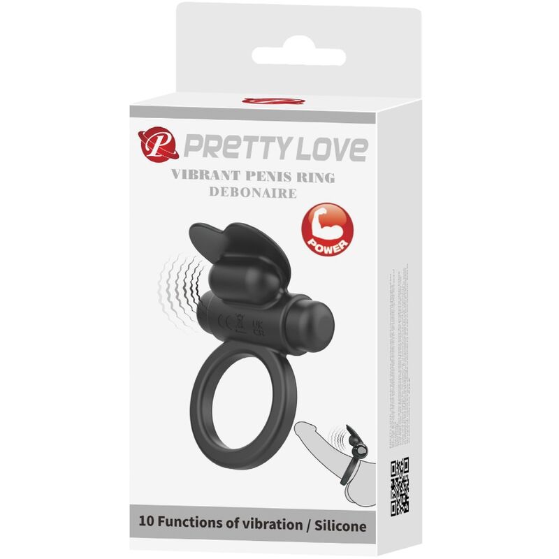 PRETTY LOVE - VIBRIERENDER RING DEBONAIRE HASE 10 VIBRATIONEN SCHWARZ