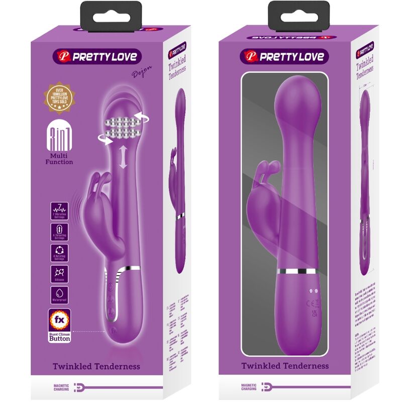 PRETTY LOVE - VIBRATOR HASE MULTIFUNKTIONAL 3 IN 1 DEJON VIOLETT