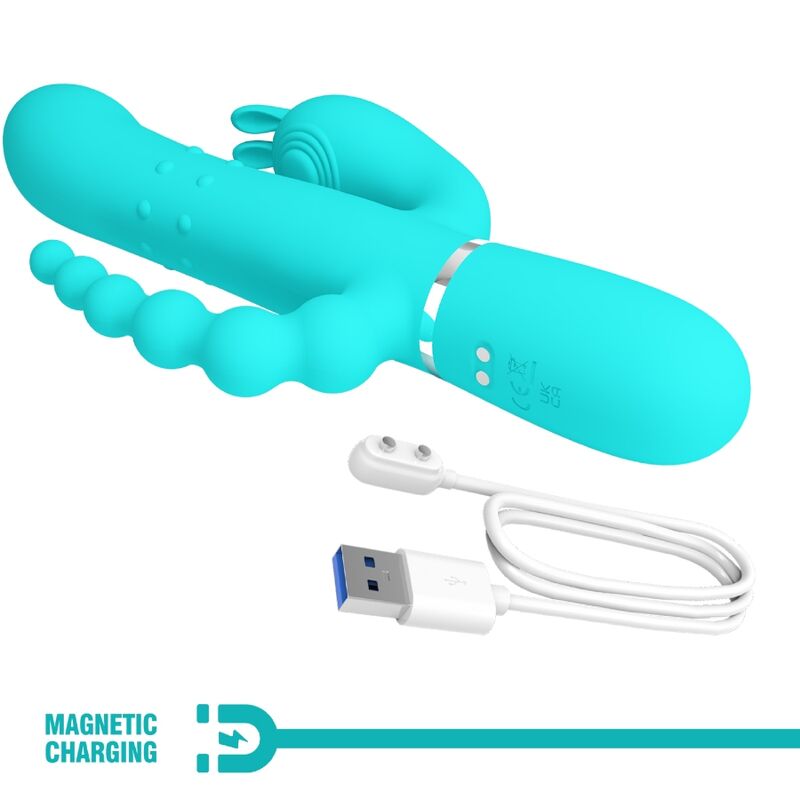 PRETTY LOVE - CAMMY 4-IN-1 MULTIFUNKTIONS-DREIFACH-RABBIT-VIBRATOR BLAU
