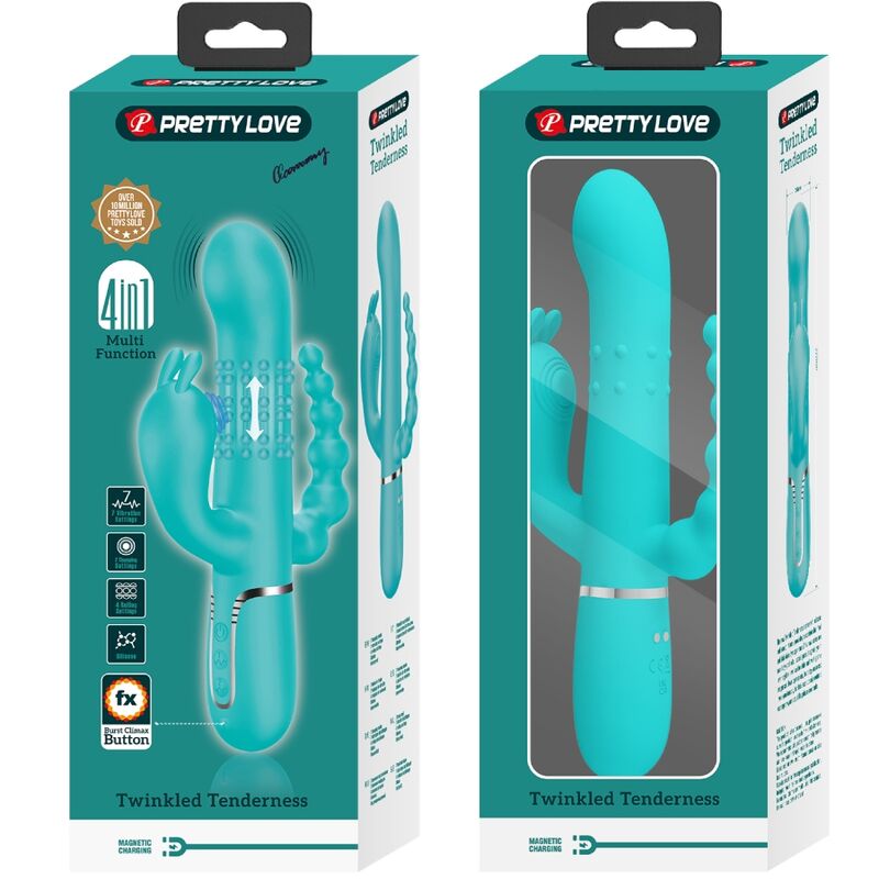 PRETTY LOVE - CAMMY 4-IN-1 MULTIFUNKTIONS-DREIFACH-RABBIT-VIBRATOR BLAU