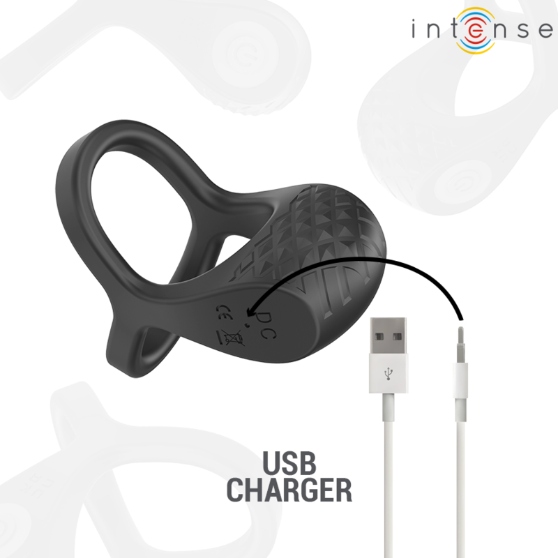 INTENSE - ALEX PENISRING MIT DOPPELTEM RING 10 VIBRATIONEN SCHWARZ