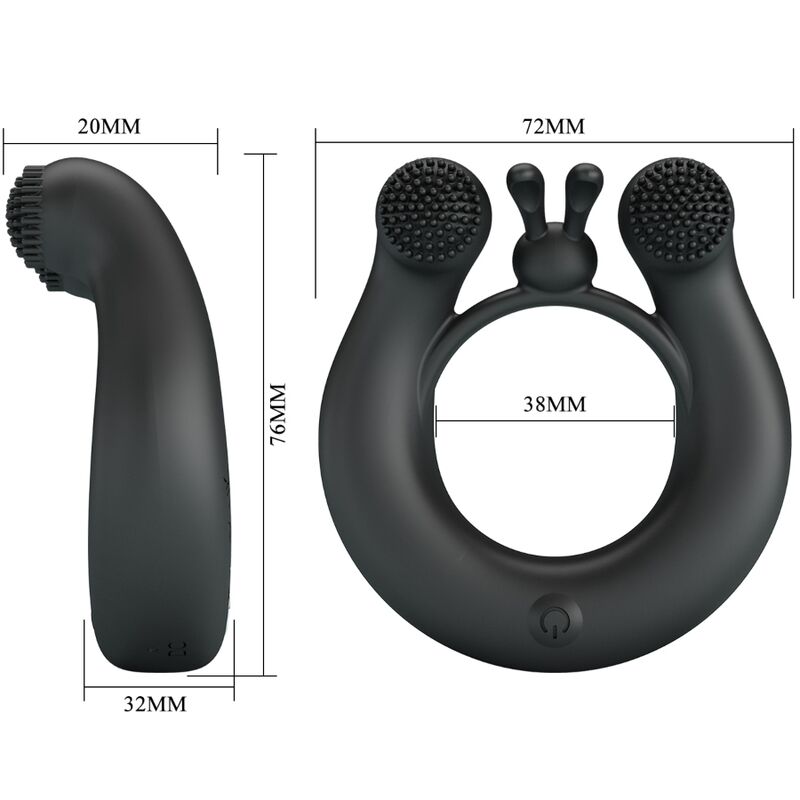 PRETTY LOVE – VIBRATIONSCOCKRING DAHLIA + KLITORISSTIMULATOR 12 VIBRATIONEN SCHWARZ