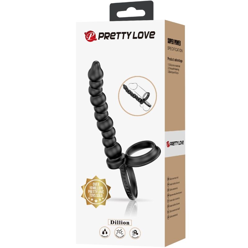 PRETTY LOVE – DILLION DOPPELT PENETRIERENDER PENISRING, SCHWARZ