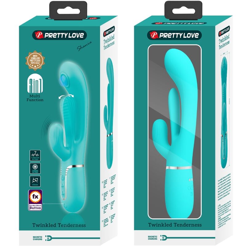 PRETTY LOVE - SHANIA DREIFACH-KANINCHEN VIBRATOR MULTIFUNKTIONAL 3 IN 1 BLAU