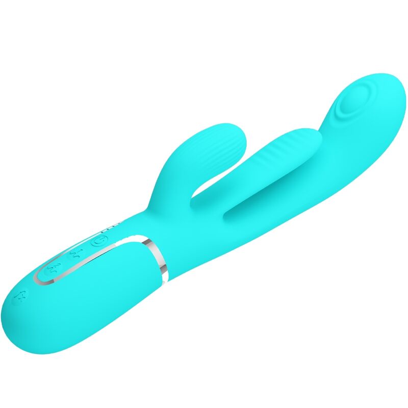 PRETTY LOVE - SHANIA DREIFACH-KANINCHEN VIBRATOR MULTIFUNKTIONAL 3 IN 1 BLAU
