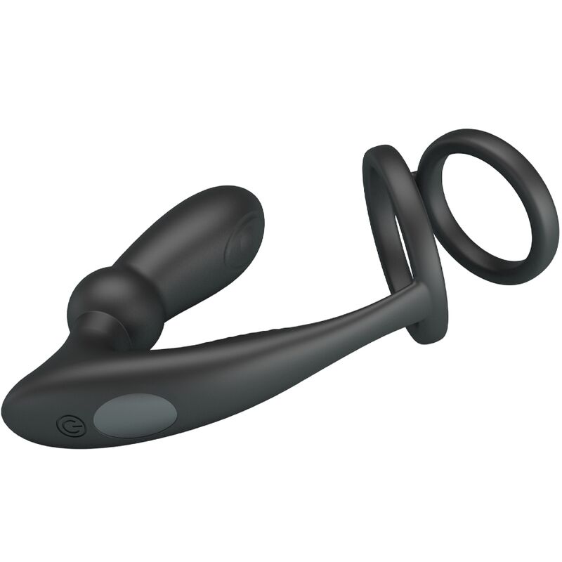 PRETTY LOVE - PENISRING EMONI + ANUSPLUG 12 VIBRATIONEN SCHWARZ