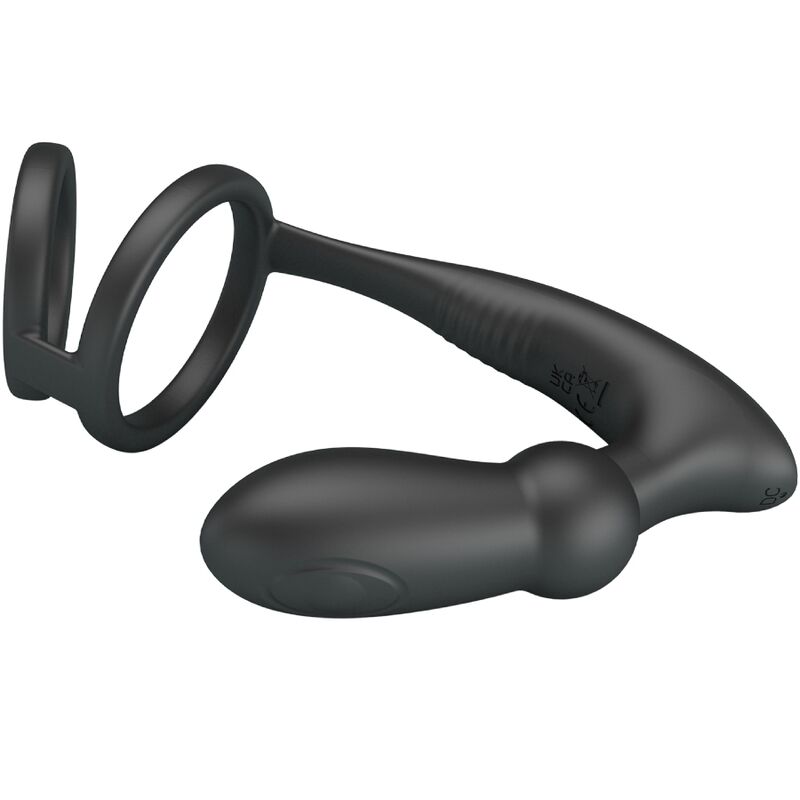 PRETTY LOVE - PENISRING EMONI + ANUSPLUG 12 VIBRATIONEN SCHWARZ