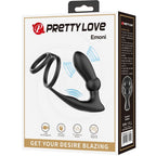 PRETTY LOVE - PENISRING EMONI + ANUSPLUG 12 VIBRATIONEN SCHWARZ