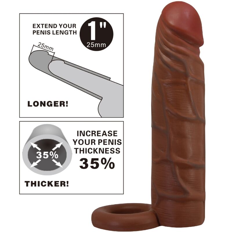 PRETTY LOVE - KAILE PENIS-HÜLSE MIT 2,5 CM VERLÄNGERUNG MULATTO
