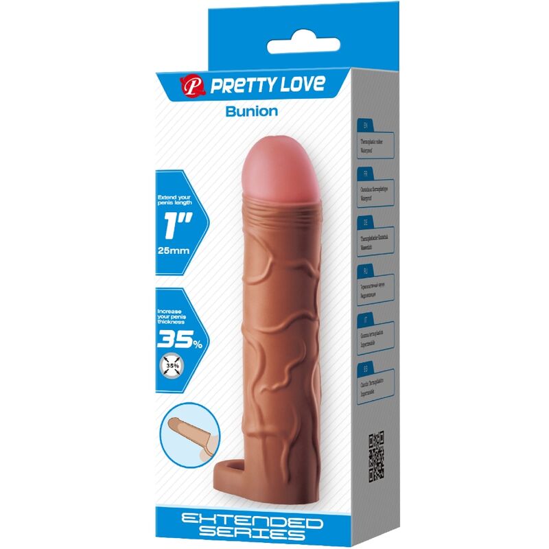 PRETTY LOVE - HODENSACKRING MIT 2,5 CM PENISVERLÄNGERUNG MULATTO