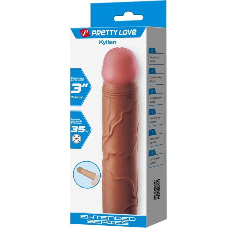 PRETTY LOVE - KYLIAN PENIS MIT EXTENSION 7,6 CM MULATTE