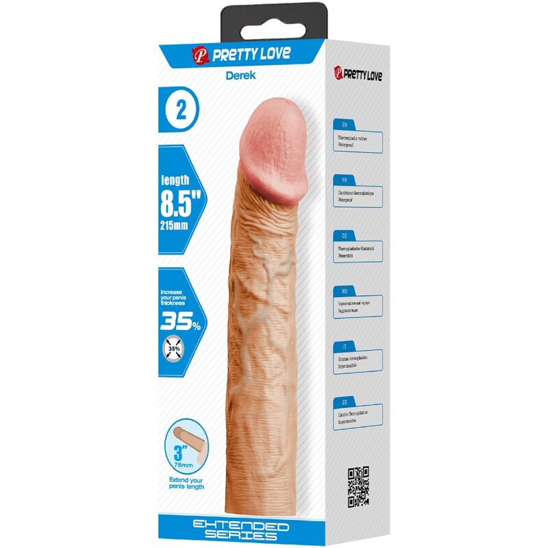 PRETTY LOVE - DEREK-PENISHÜLSE MIT 7,6 CM FLEISCHFARBENER VERLÄNGERUNG