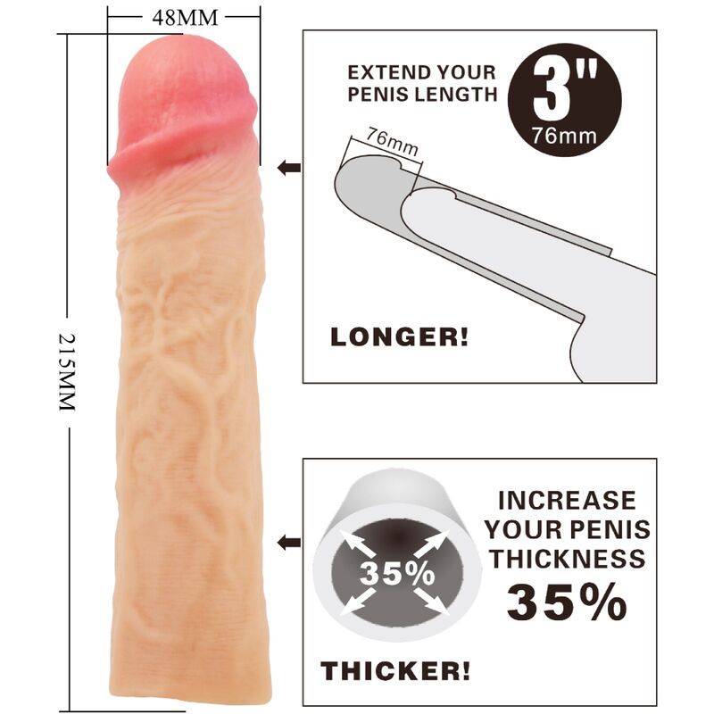 PRETTY LOVE - DEREK-PENISHÜLSE MIT 7,6 CM FLEISCHFARBENER VERLÄNGERUNG