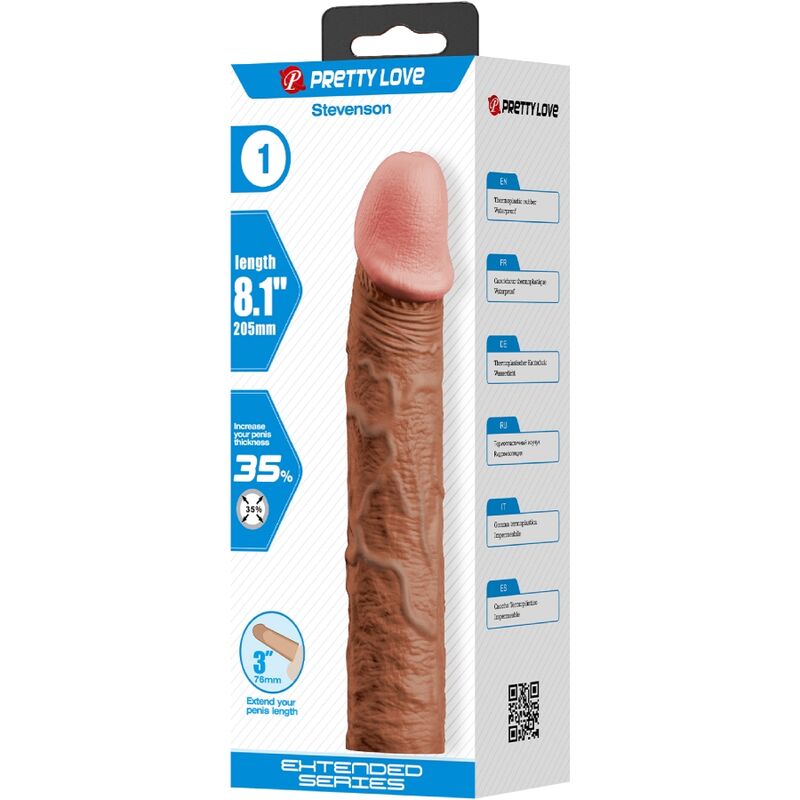 PRETTY LOVE – STEVENSON PENISMANSCHETTE MIT 7,6 CM-VERLÄNGERUNG MULATTE