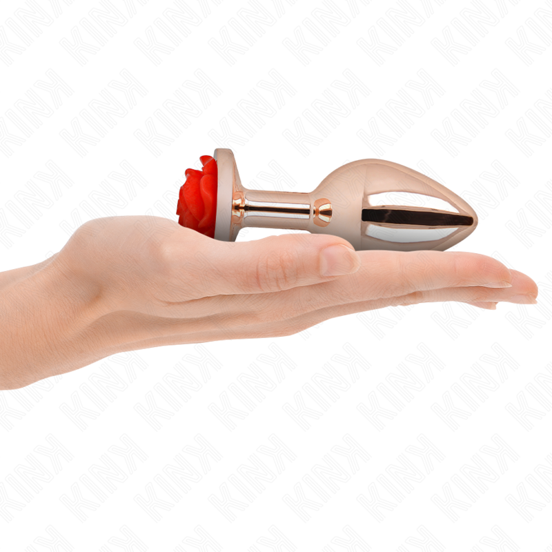 KINK – ANALPLUG ROSA MIT ROTER ROSE L
