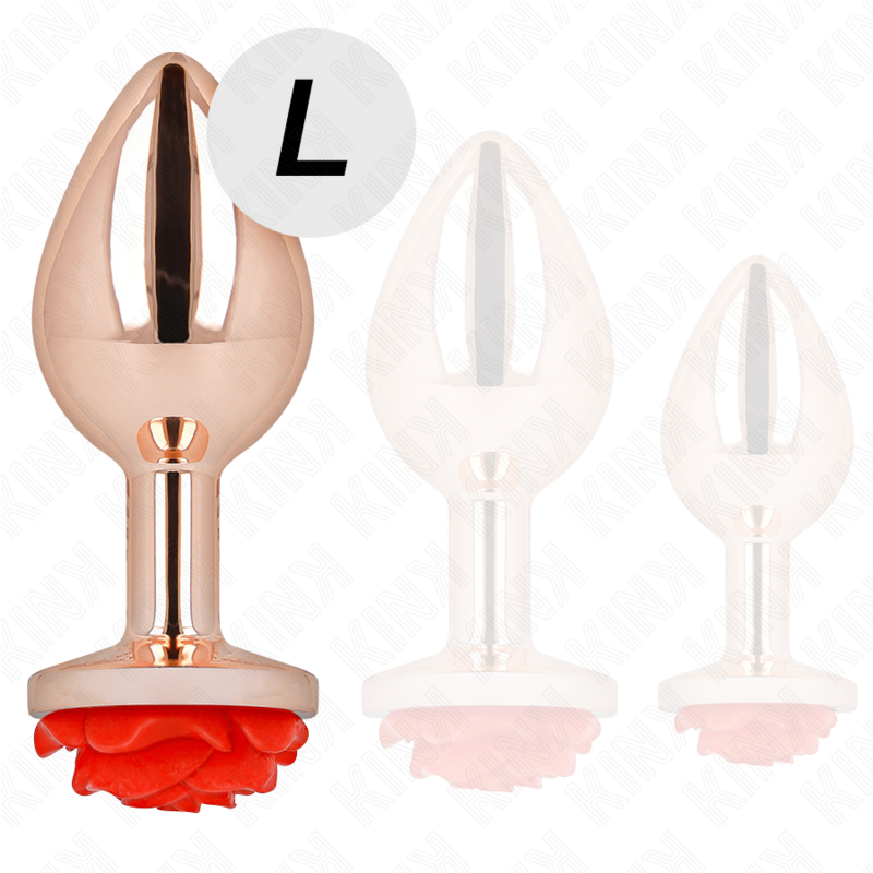 KINK – ANALPLUG ROSA MIT ROTER ROSE L