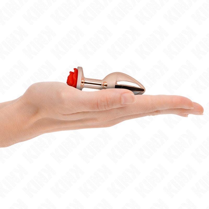 KINK - ANALPLUG IN ROSA MIT ROTER ROSE S