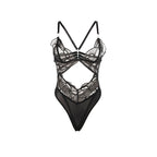 SUBBLIME - 955212 TRANSPARENTER BODY MIT SCHWARZER SPITZENAPPLIKATION S/M