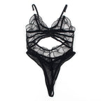 SUBBLIME - 955212 TRANSPARENTER BODY MIT SCHWARZER SPITZENAPPLIKATION S/M