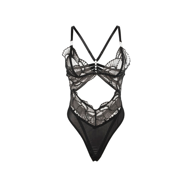 SUBBLIME - 955229 TRANSPARENTER BODY MIT AUSGESCHNITTENER SPITZE SCHWARZ L/XL